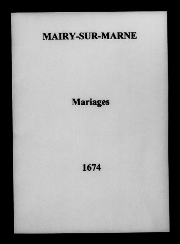 Mairy-sur-Marne. Baptêmes, mariages, sépultures 1674-1752