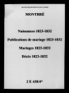 Montbré. Naissances, publications de mariage, mariages, décès 1823-1832