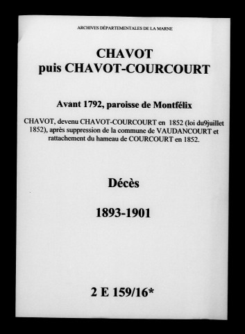 Chavot-Courcourt. Décès 1893-1901