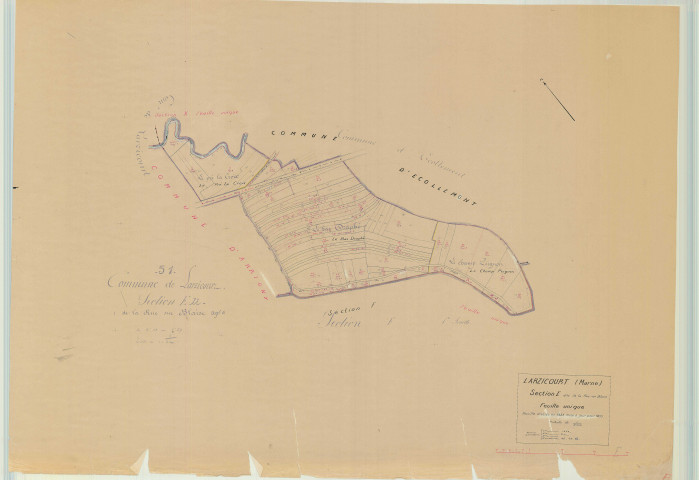 Larzicourt (51316). Section E1 échelle 1/2000, plan mis à jour pour 1955, plan non régulier (papier)