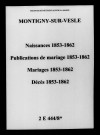 Montigny-sur-Vesle. Naissances, publications de mariage, mariages, décès 1853-1862