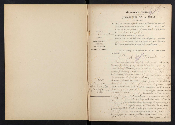 Saint-Bon. Mariages 1893-1929