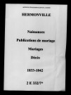 Hermonville. Naissances, publications de mariage, mariages, décès 1833-1842