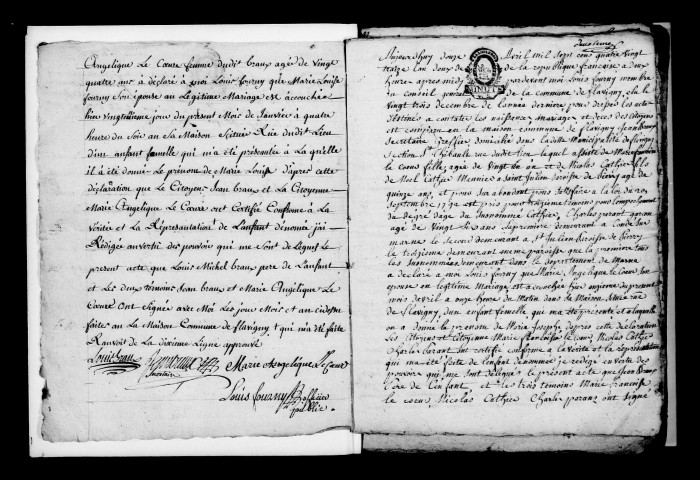 Flavigny. Naissances, publications de mariage, mariages, décès 1793-an X