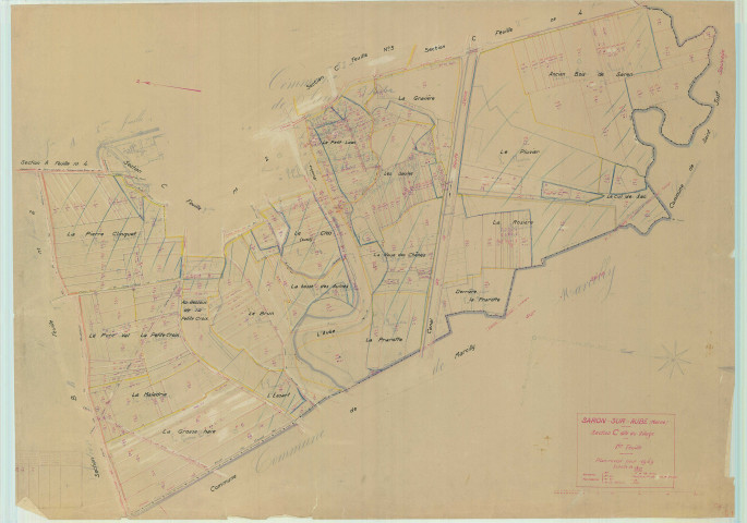 Saron-sur-Aube (51524). Section C1 échelle 1/2500, plan mis à jour pour 01/01/1949, non régulier (papier)