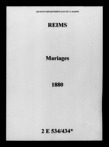 Reims. Mariages 1880
