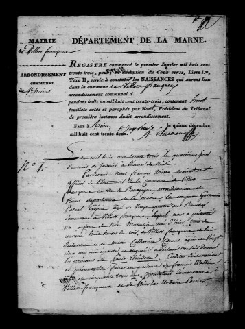 Villers-Franqueux. Naissances, publications de mariage, mariages, décès 1833-1842