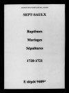 Sept-Saulx. Baptêmes, mariages, sépultures 1720-1721