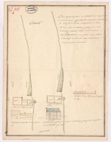 Plan des bâtiments et du moulin de Prez (vers 1766)