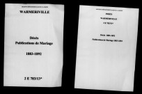 Warmeriville. Décès, publications de mariage 1883-1892