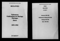 Bezannes. Naissances, publications de mariage, mariages, décès 1893-1902