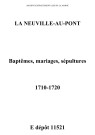 Neuville-au-Pont (La). Baptêmes, mariages, sépultures 1710-1720
