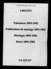 Crugny. Naissances, publications de mariage, mariages, décès 1893-1902