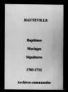 Hauteville. Baptêmes, mariages, sépultures 1703-1712