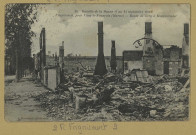 FRIGNICOURT. 25. Bataille de la Marne (6 au 12 septembre 1914). Frignicourt, près Vitry-le-François (Marne). Route de Vitry à Montierender [Montier-en-Der] / A. Humbert, photographe à Saint-Dizier.