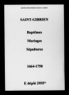 Saint-Gibrien. Baptêmes, mariages, sépultures 1664-1750