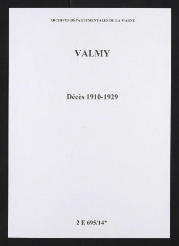 Valmy. Décès 1910-1929