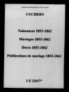 Cuchery. Naissances, mariages, décès, publications de mariage 1853-1862