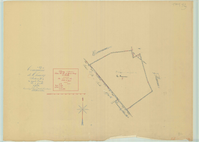 Val-de-Vesle (51571). Section B3 1 échelle 1/2500, plan mis à jour pour 1937, ancienne commune de Thuisy, plan non régulier (papier).