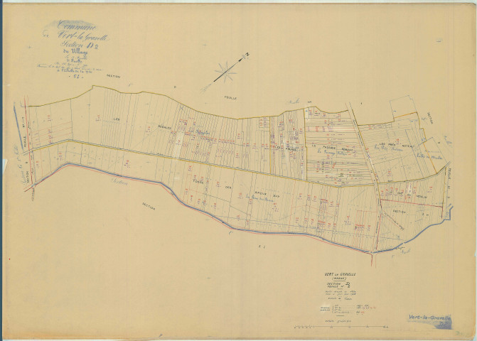Vert-Toulon (51611). Section D2 échelle 1/1250, plan MIs à jour pour 1958, plan non régulier (papier)