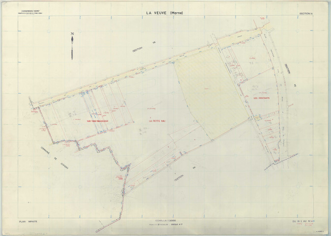 Veuve (La) (51617). Section YI échelle 1/2000, plan remembré pour 1983 (extension sur Juvigny ZD et D), plan régulier (papier armé)