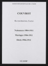 Couvrot. Naissances, mariages, décès 1904-1911 (reconstitutions)
