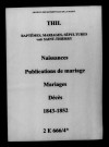 Thil. Naissances, publications de mariage, mariages, décès 1843-1852