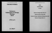 Fromentières. Naissances, publications de mariage, mariages, décès 1793-an X