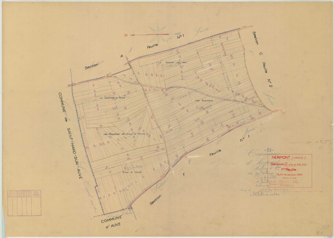 Herpont (51292). Section C1 échelle 1/2500, plan mis à jour pour 1940, plan non régulier (papier)