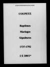 Coupetz. Baptêmes, mariages, sépultures 1737-1792