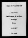 Ville-en-Tardenois. Naissances, publications de mariage, mariages, décès 1843-1852