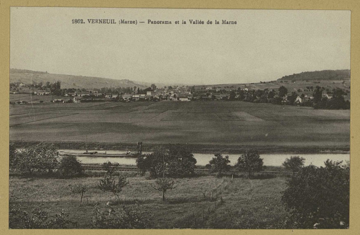 VERNEUIL. -1862-Panorama et la Vallée de la Marne.
Château-ThierryÉdition J. Bourgogne (2 - Château-Thierryimp. J. Bourgogne).[vers 1925]