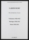 Larzicourt. Naissances, mariages, décès 1920-1923 (reconstitutions)