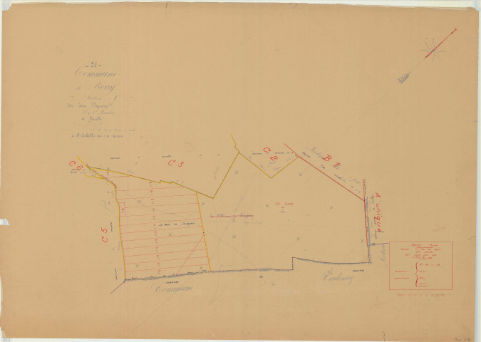 Bouy (51078). Section C4 échelle 1/4000, plan mis à jour pour 1934, plan non régulier (papier)