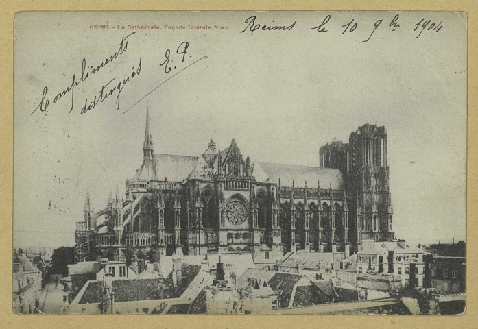 REIMS. La Cathédrale - Façade latérale nord.