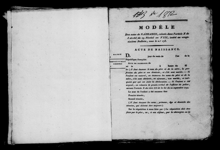 Reuil. Naissances an XI-1812