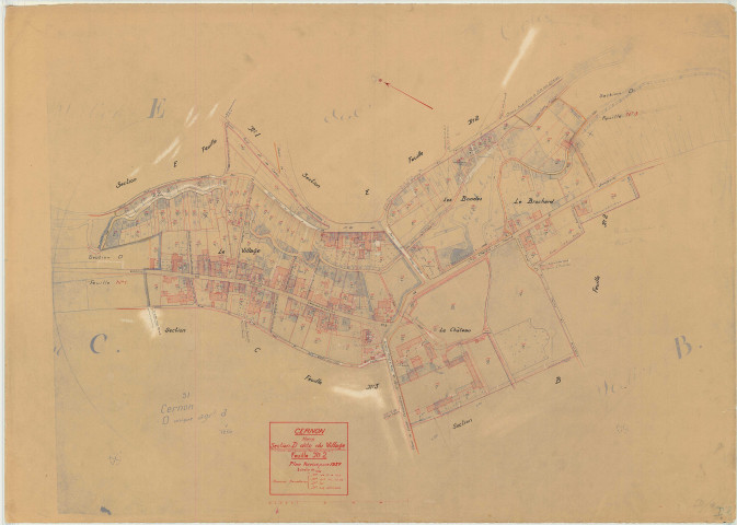 Cernon (51106). Section D2 échelle 1/1250, plan mis à jour pour 1937, plan non régulier (papier)