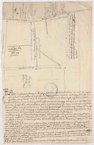 Plan du chemin de Chenay à Trigny au bois du Vivier, 1773.