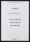 Coole. Naissances, mariages, décès 1894-1904 (reconstitutions)