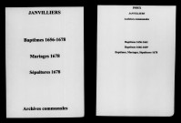Janvilliers. Baptêmes, mariages, sépultures 1656-1678