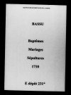 Bassu. Baptêmes, mariages, sépultures 1710-1721