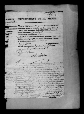 Cormontreuil. Naissances, publications de mariage, mariages, décès 1833-1842