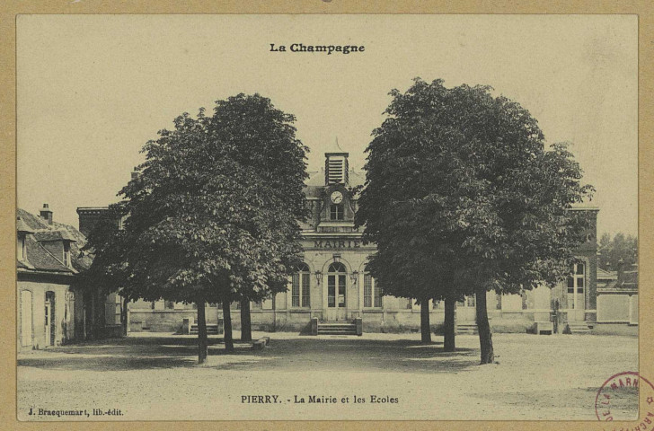 PIERRY. La Champagne. La Mairie et les Écoles.
Lib. Éd. J. Bracquemart.Sans date