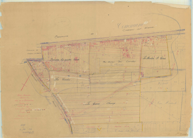 Saint-Memmie (51506). Section A1 échelle 1/1250, plan mis à jour pour 1934, plan non régulier (papier)