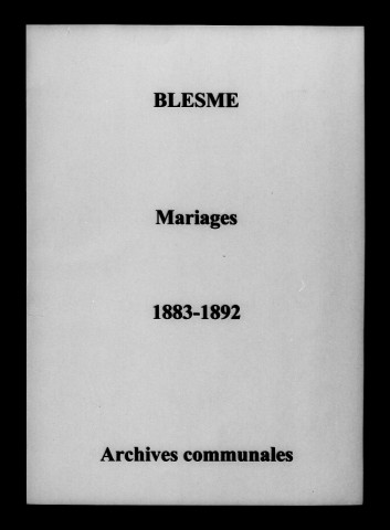 Blesme. Mariages 1883-1892