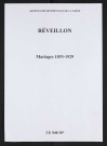 Réveillon. Mariages 1893-1929