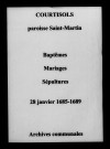 Courtisols. Saint-Martin. Baptêmes, mariages, sépultures 1685-1689
