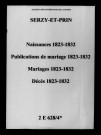 Serzy-et-Prin. Naissances, publications de mariage, mariages, décès 1823-1832