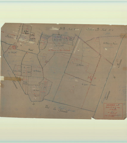 Val-des-Marais (51158). Aulnizeux (51024). Section B1 échelle 1/2500, plan mis à jour pour 1933, plan non régulier (calque)