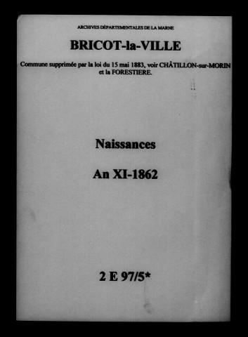 Bricot-la-Ville. Naissances an XI-1862
